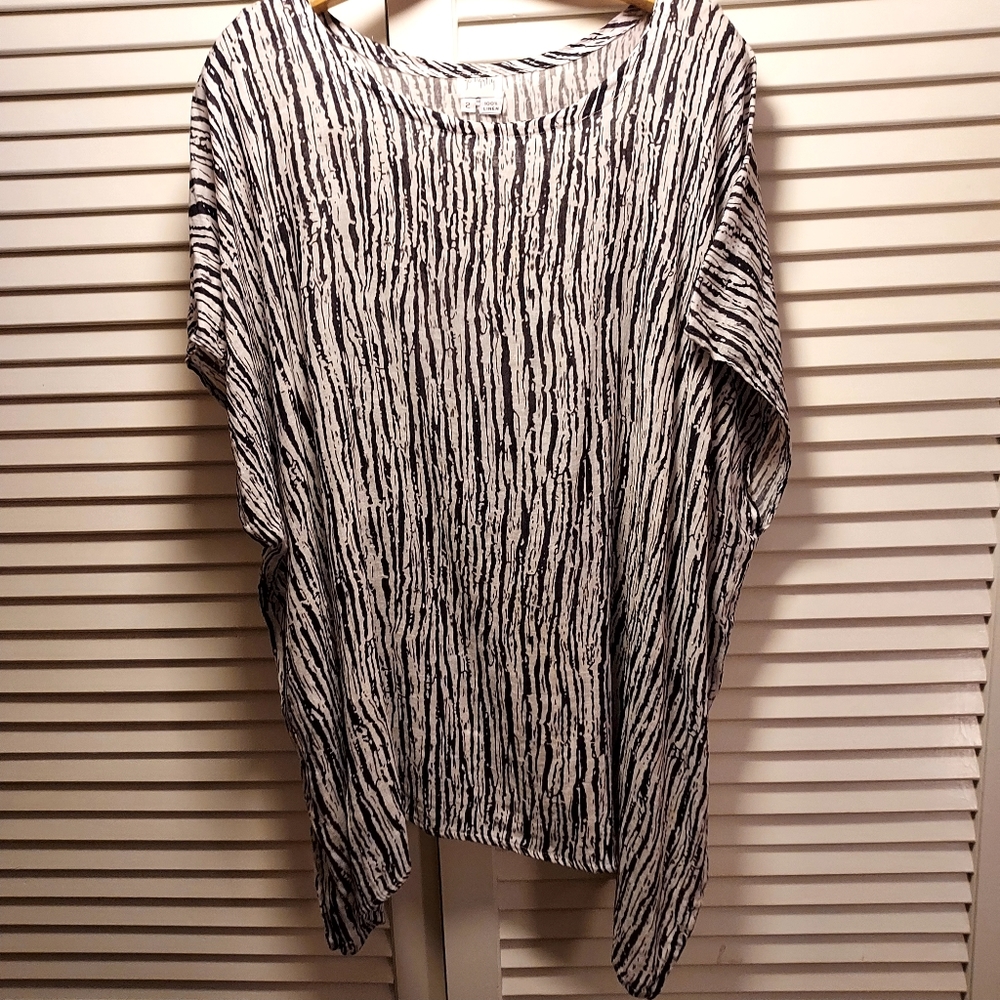 Go Lightly Flutter Tunic 100% Linen Gauze Country Club Old Money, sz 2 (10-14)⁷